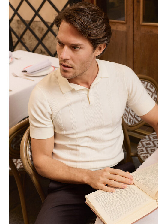 Lancerto Lancerto Polo Nino PO073126000021 Kremowy Regular Fit