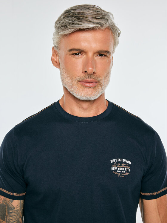 BIG STAR BIG STAR T-Shirt ELVINER Granatowy Basic Fit