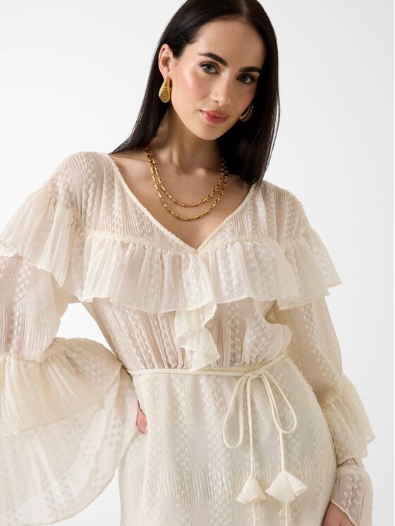 Guess Guess Коктейльна сукня W6GK72 W1992 Кремовий Regular Fit