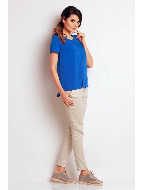 Awama Awama Bluzka A138 Niebieski Basic Fit