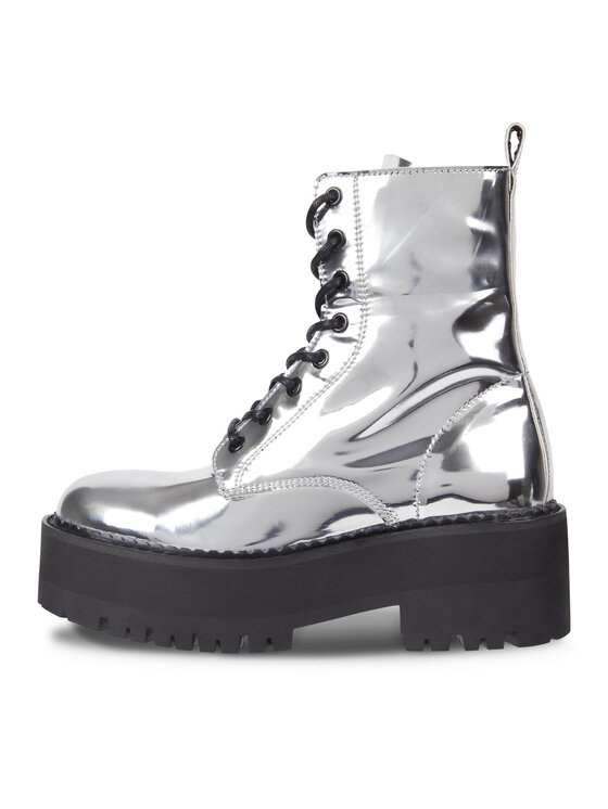 Tommy Jeans Tommy Jeans Ботильйони Tjw Flatform Zip Up Metallic EN0EN02403 Сірий