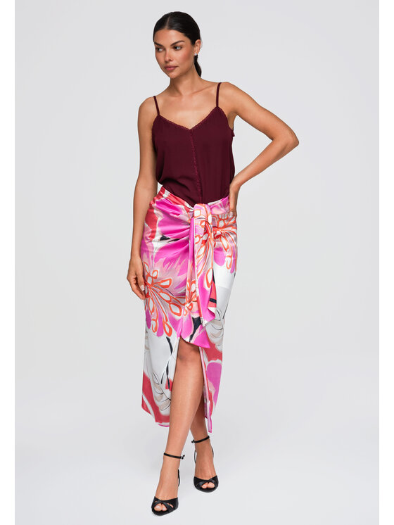 Ombre Ombre Bluzka OW-TS-E0057 Bordowy Loose Fit