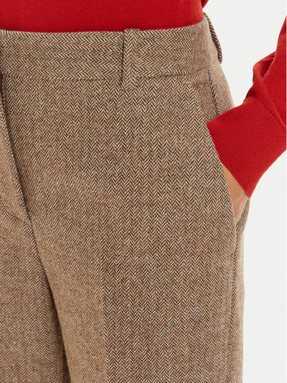 Tommy Hilfiger Tommy Hilfiger Hlače iz tkanine Herringbone WW0WW42959 Rjava Straight Fit