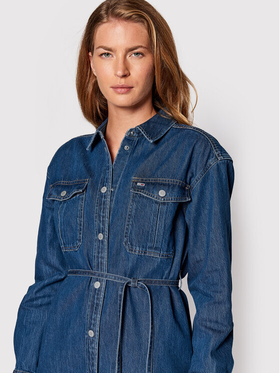 Tommy Jeans Tommy Jeans Džínsové šaty DW0DW13835 Modrá Regular Fit