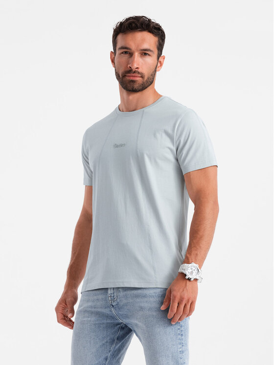 Ombre Ombre T-Shirt OM-TSCT-0170 Šedá Regular Fit