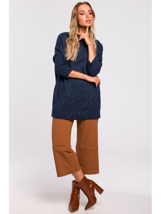Made of Emotion Made of Emotion Sweter M470 Granatowy Casual Fit