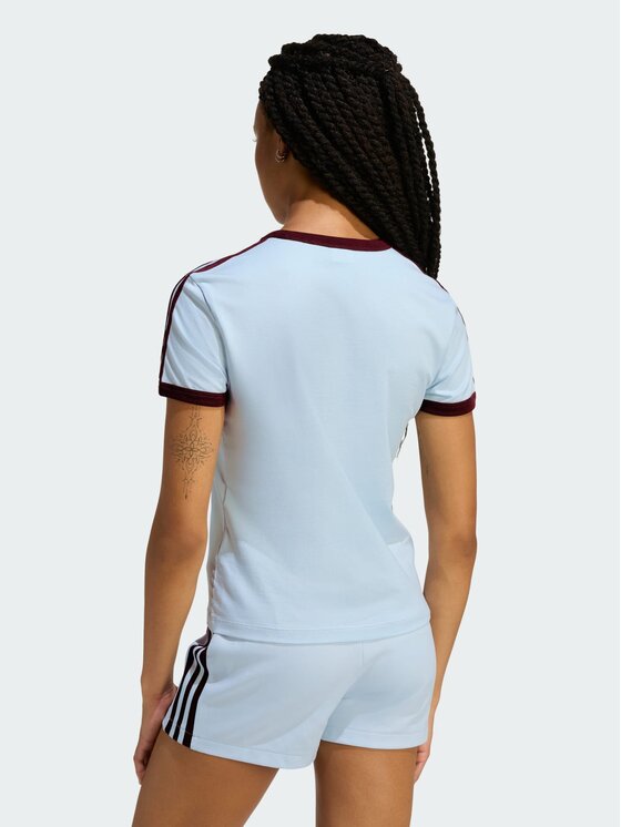 adidas adidas T-Shirt 3 STRIPES SLIM TEE Niebieski jasny Slim Fit