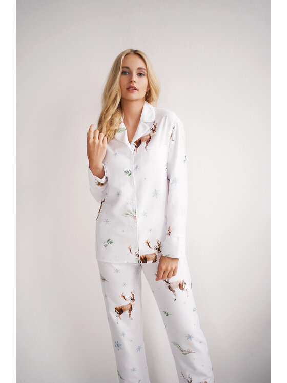 White pocket White pocket Piżama Satynowa Biały Regular Fit