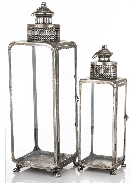 MIAhome MIAhome Lampion 2 szt. metalowy LANTEN Srebrny