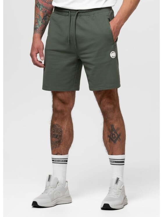 PITBULL PITBULL Szorty materiałowe SMALL LOGO NUGGET Zielony ciemny Regular Fit