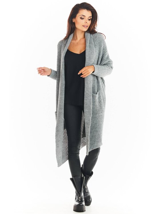 Awama Awama Cardigan A391 Grigio Basic Fit