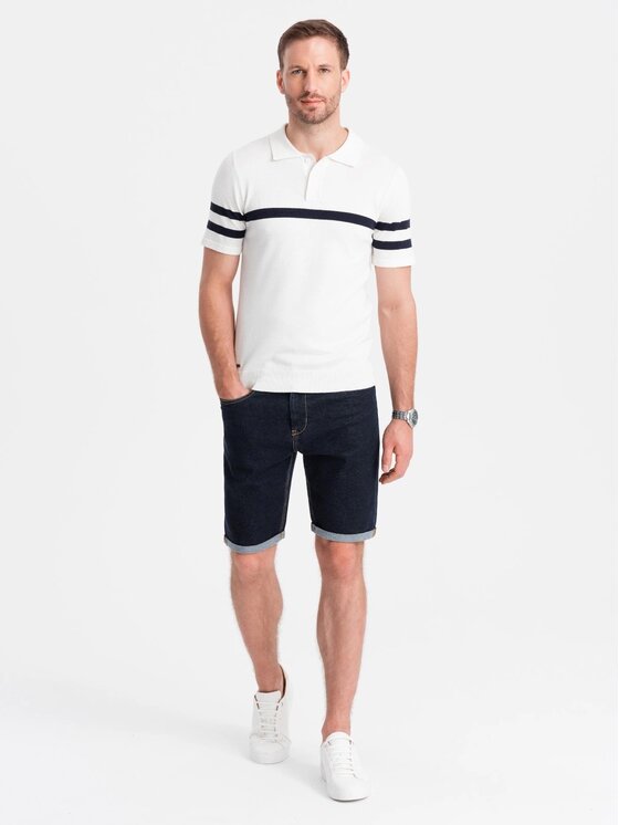 Ombre Ombre Džínové šortky OM-SRDS-0134 Tmavomodrá Regular Fit