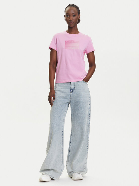 Tommy Jeans Tommy Jeans Tričko Gradient Flag DW0DW20905 Ružová Regular Fit