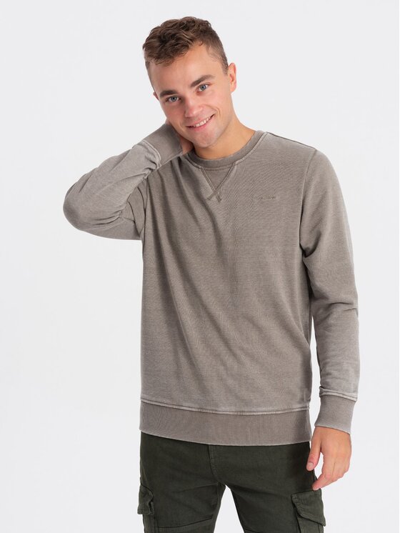 Ombre Ombre Mikina OM-SSDS-0131 Béžová Regular Fit