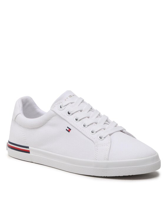 Tommy Hilfiger Tommy Hilfiger Sneakers aus Stoff Essential Stripes Sneaker FW0FW06954 Weiß
