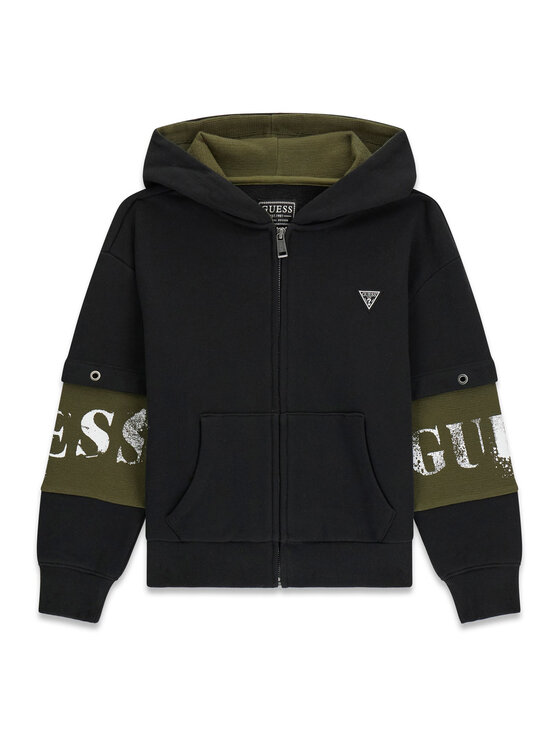 Guess Guess Džemperis ar kapuci L6BQ17 K8045 Melns Regular Fit