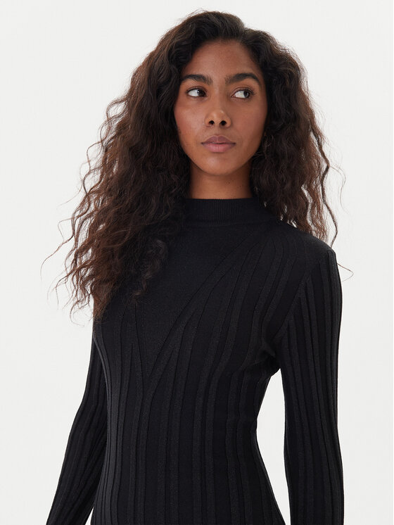 Fracomina Fracomina Rochie tricotată FJ25WD5006K463Q7 Negru Slim Fit