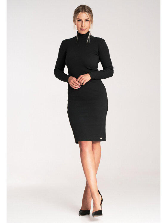 FIGL FIGL Úpletové šaty M1042 Čierna Slim Fit