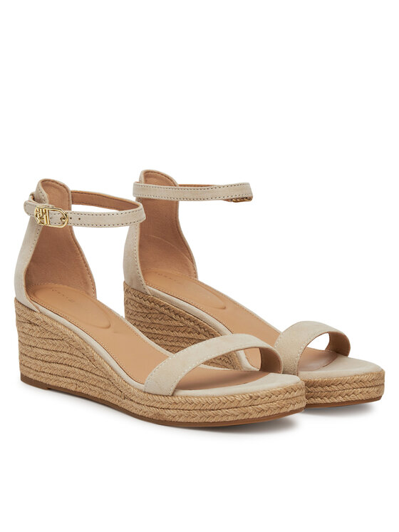 Tommy Hilfiger Tommy Hilfiger Espadrillid Suede Ankle Mid Wedge Espadrille FW0FW08479 Beež