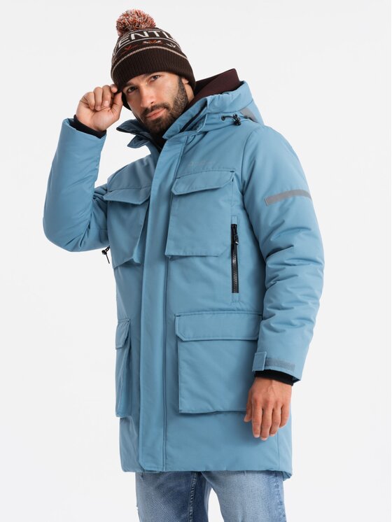 Ombre Ombre Parka OM-JALJ-0169 Niebieski Regular Fit