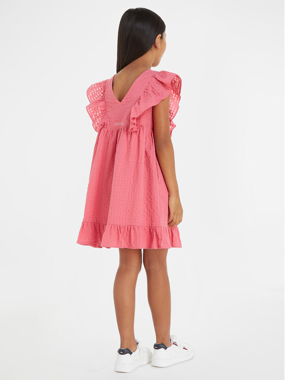 Tommy Hilfiger Tommy Hilfiger Vasarinė suknelė Gingham KG0KG07930 M Rožinė Relaxed Fit