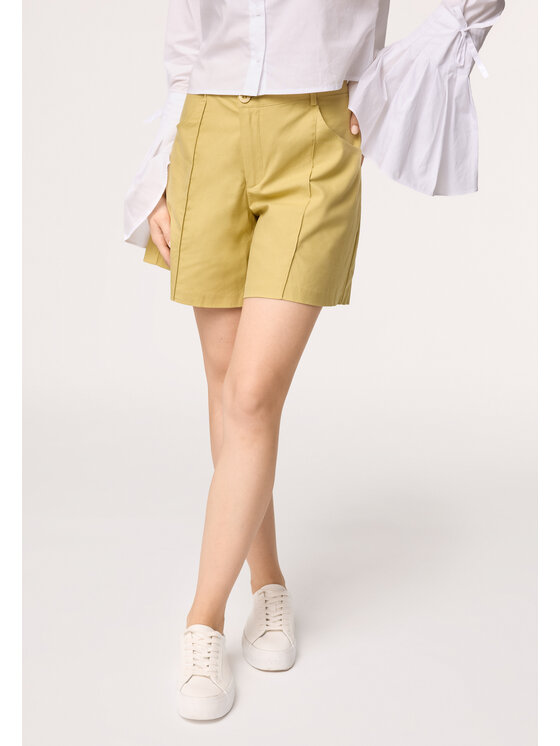 LAURELLA LAURELLA Kalhoty z materiálu LAURELLA 3UL018900 Zelená Regular Fit