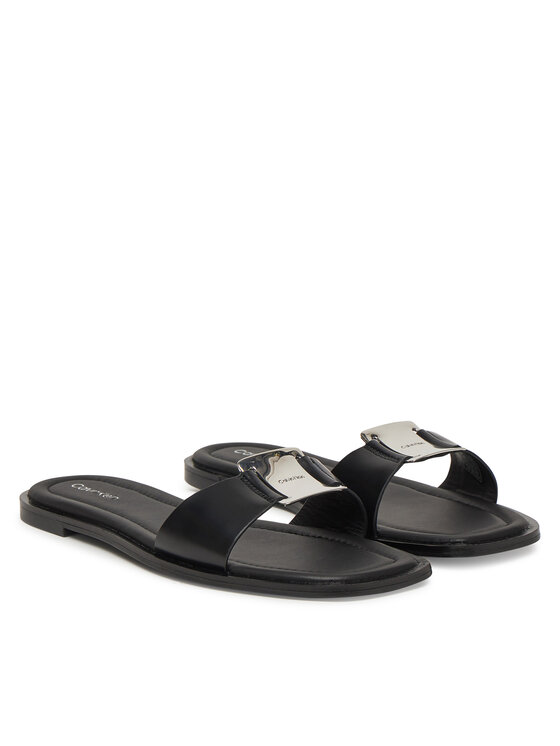 Calvin Klein Calvin Klein Klapki Flat Slide W/Ck Hw Big - Lth HW0HW02482 Czarny