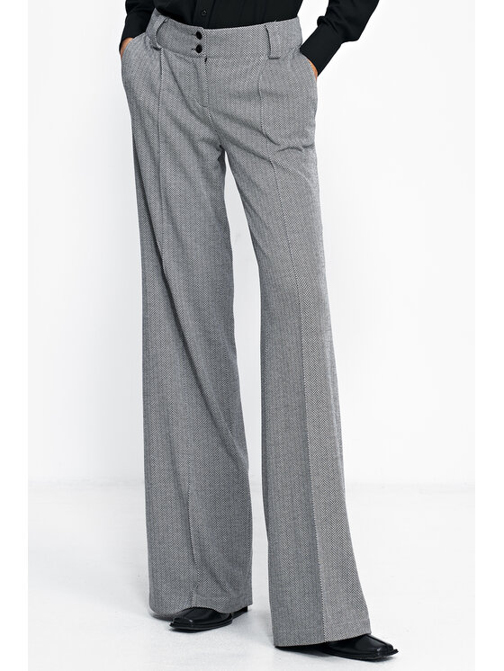 NIFE NIFE Kalhoty z materiálu SD82 Černá Wide Leg