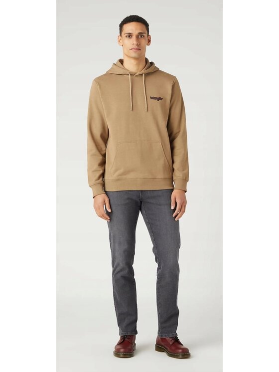 Wrangler Wrangler Bluza Logo Hoodie Brązowy Hoodie Fit