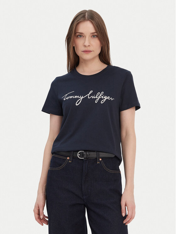 Tommy Hilfiger Tommy Hilfiger Póló Heritage Graphic Tee WW0WW24967 Sötétkék Regular Fit