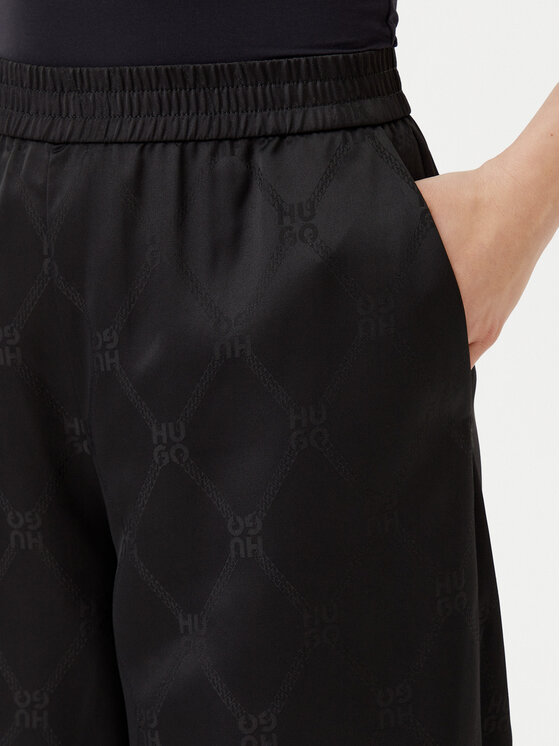 HUGO HUGO Kalhoty z materiálu Harida-1 50538802 Černá Relaxed Fit