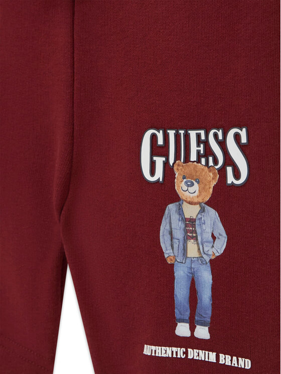 Guess Guess Športové kraťasy N6RD02 KAD74 Bordová Regular Fit