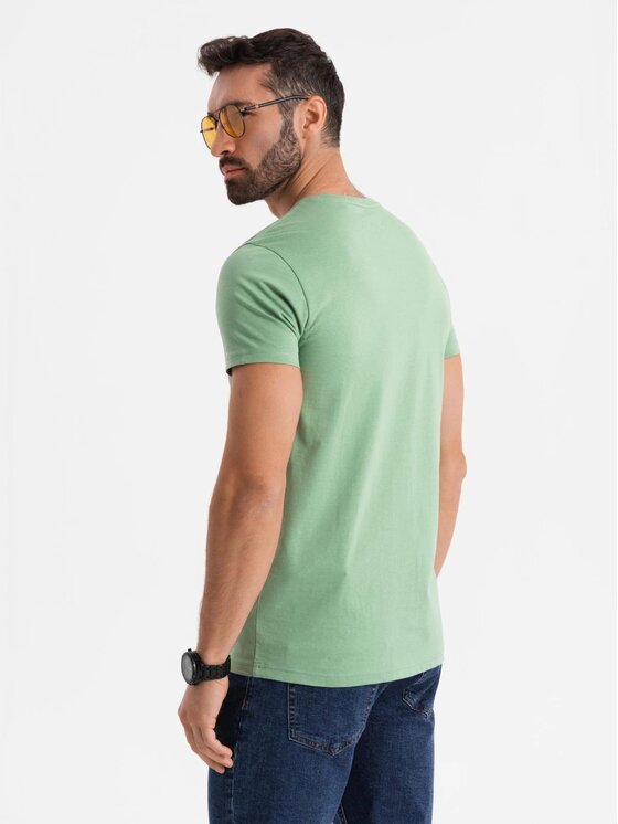 Ombre Ombre T-Shirt OM-TSBS-0237 Zielony Regular Fit