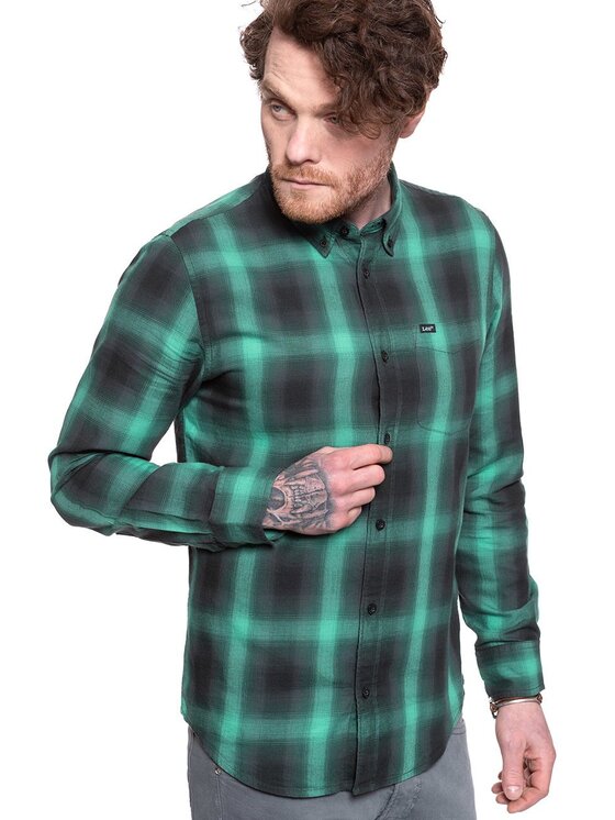 Lee Lee Koszula BUTTON DOWN Czarny Regular Fit