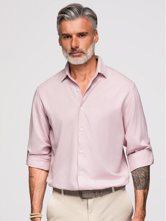 Ombre Ombre Koszula OM-SHCS-0190 Różowy jasny Regular Fit