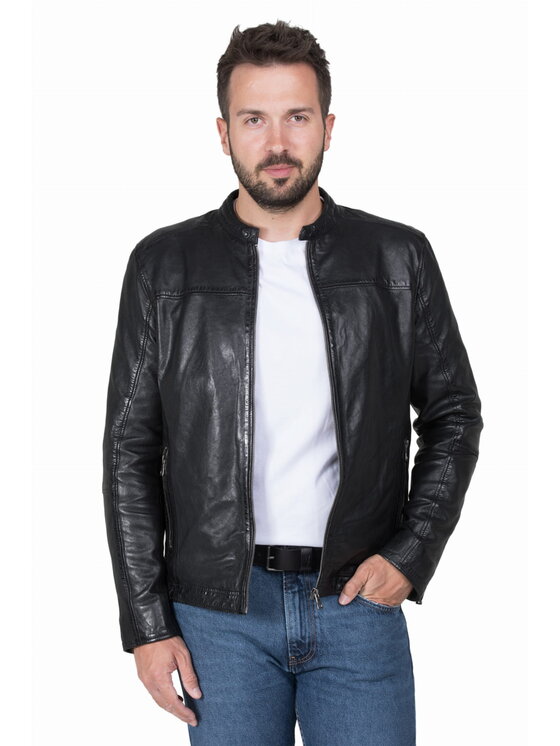 David Ryan David Ryan Kurtka skórzana BOSTON Czarny Regular Fit