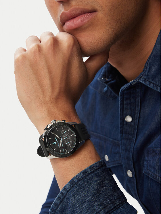 Maserati Maserati Ročna ura Traguardo Chronograph R8871612047 Črna