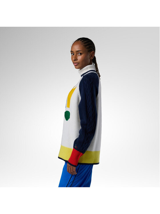 Rossignol Rossignol Golf W Jcc Graphic Turtle Neck Swea Biały Relaxed Fit