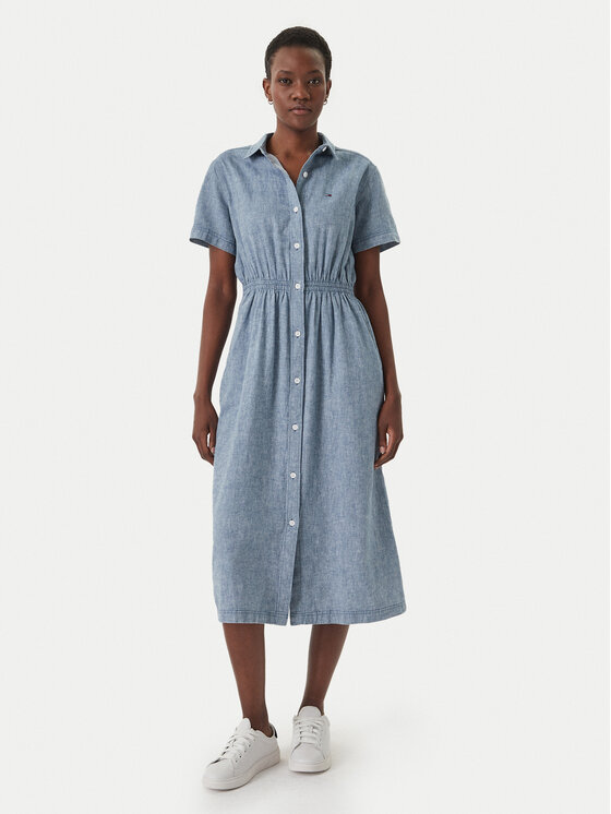 Tommy Jeans Tommy Jeans Рокля тип риза DW0DW18556 Син Relaxed Fit