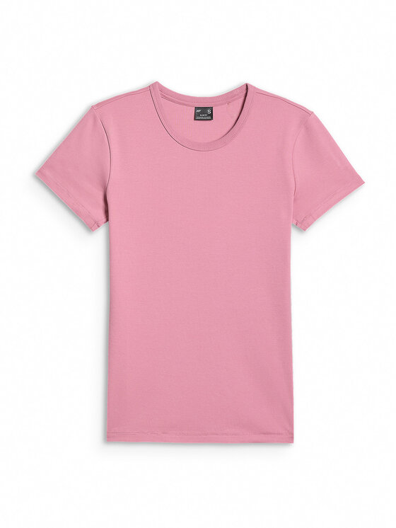 4F 4F T-Shirt BASIC+ Różowy jasny Slim Fit
