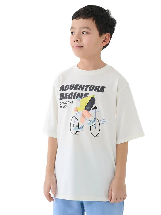 4F 4F T-Shirt 4FJASAW24TTSHM2596-11S Biały Oversize