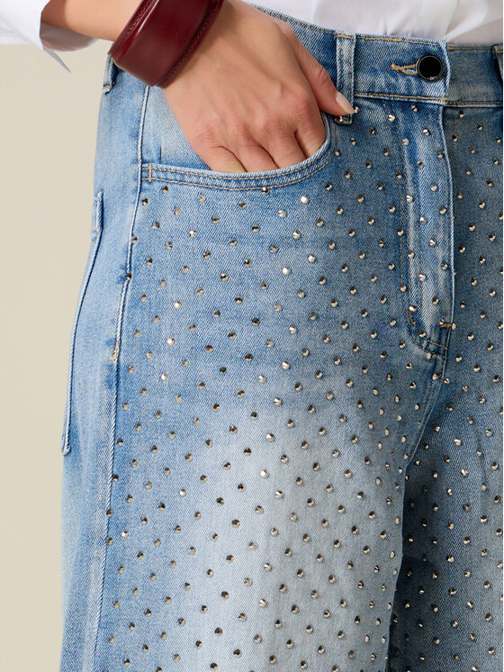 Oltre Oltre Jeansy P422R009374N004 Turkusowy Boy Fit