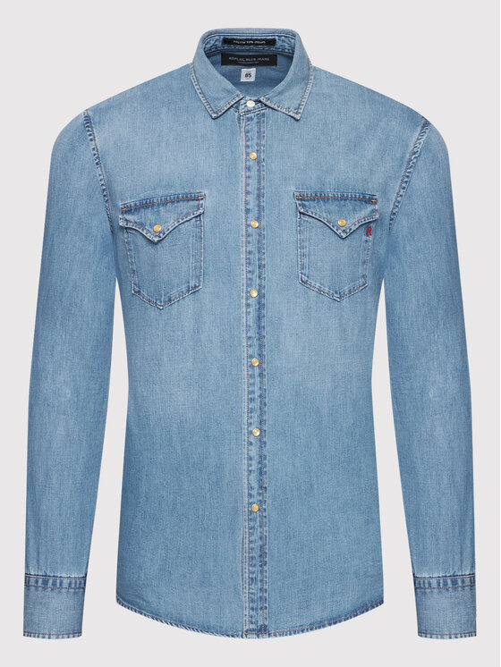 REPLAY Replay Jeanshemd M4860B.000.26C Blau Regular Fit
