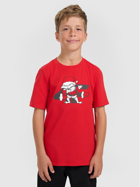 4F 4F T-Shirt CHRISTMAS DROP Czerwony Regular Fit