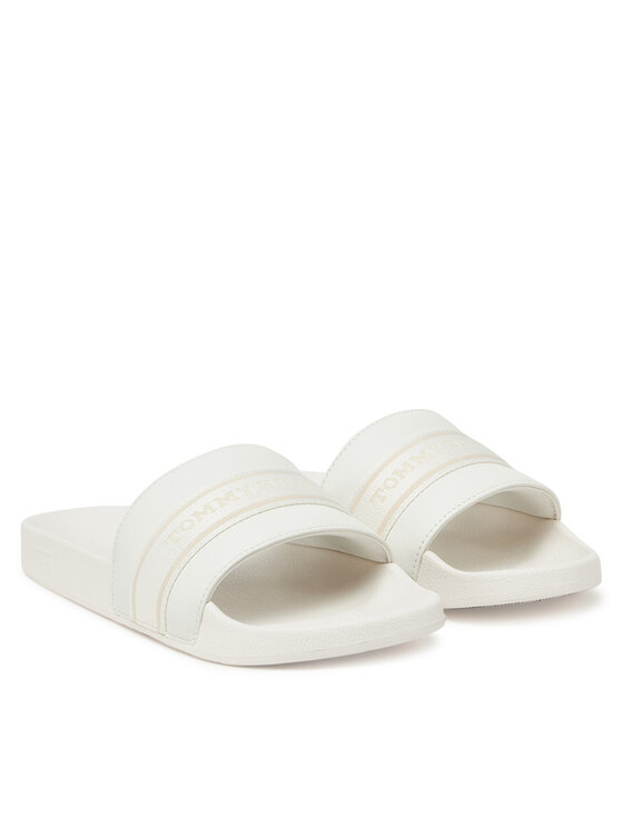 Tommy Hilfiger Tommy Hilfiger Şlapi Hilfiger Poolside With Webbing FW0FW08529 Alb