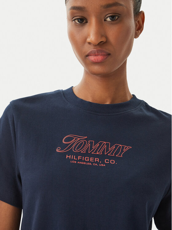 Tommy Hilfiger Tommy Hilfiger T-särk Logo Interlock WW0WW48707 Tumesinine Regular Fit