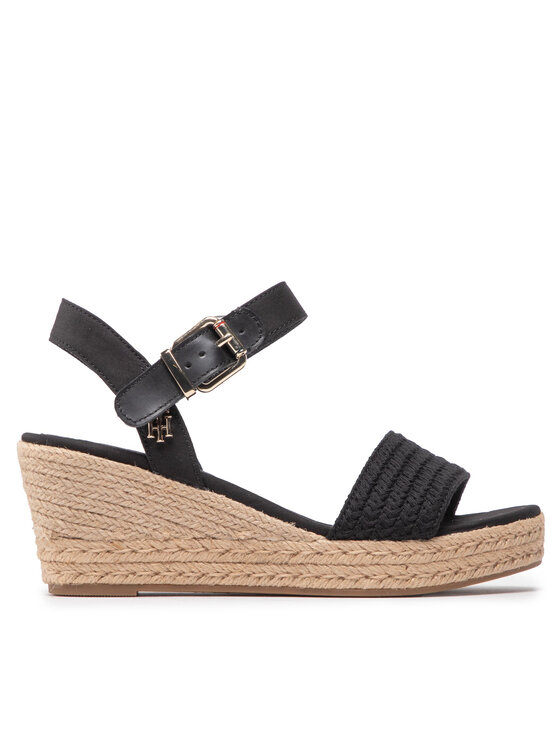 Tommy Hilfiger Tommy Hilfiger Espadrilles Th Textured Low Wedge Sandal FW0FW06555 Melns