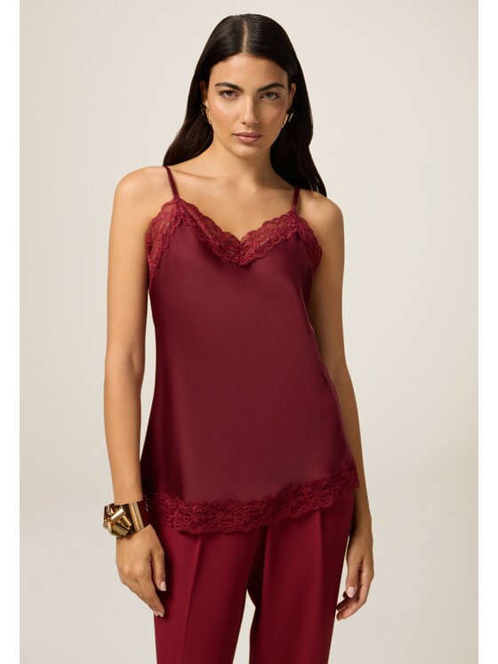 Oltre Oltre Blusa 2293J700744N036 Bordeaux Slim Fit