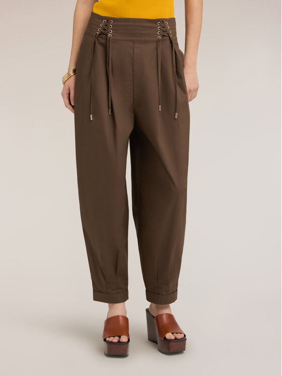 Motivi Motivi Spodnie materiałowe P02DQ004639N035 Brązowy Baggy Fit