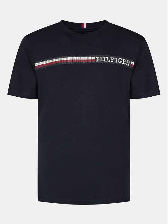 Tommy Hilfiger Tommy Hilfiger T-Shirt Monotype MW0MW33688 Granatowy Regular Fit